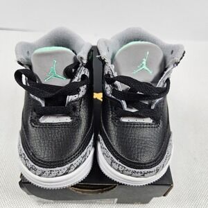 Jordan 3 Retro Green Glow Black Wolf Grey Toddler Sneakers 3c DM0968-031 Shoes